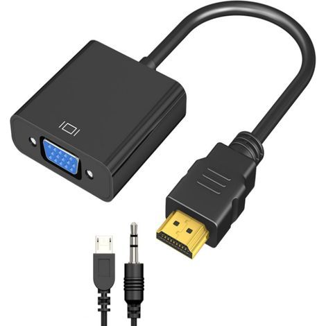Adaptateur HDMI vers VGA, adaptateur HDMI mâle vers VGA femelle 1080p pour ordinateur, ordinateur de bureau, ordinateur portable, PC, moniteur, projecteur (1/5)
