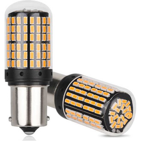 ampoules de clignotants LED ambrées BAU15S 7507 1156PY PY21W 144 3014 SMD super lumineuses 800 lumens CC 12 V (1/5)
