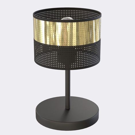 Lampada da tavolo LUX in acciaio nero opaco e oro