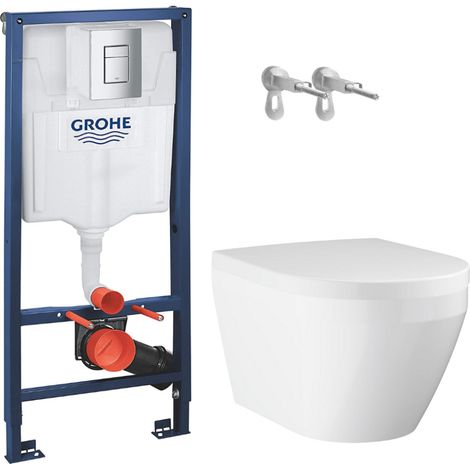 Rapid SL pack WC bâti-support + WC suspendu sans bride Grohe avec abattant SoftClose + plaque (GRGRWR04-FR)