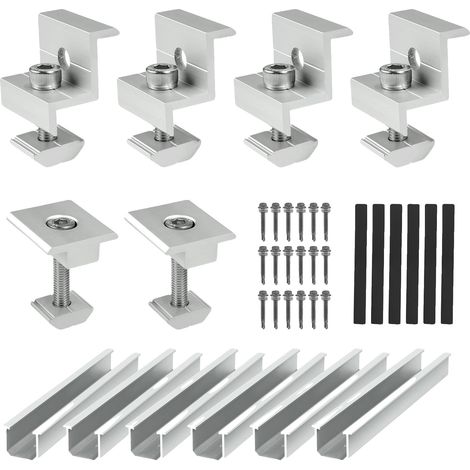 Soporte para panel solar, función ajustable, construcción de aluminio duradero, color plata. (1/2)