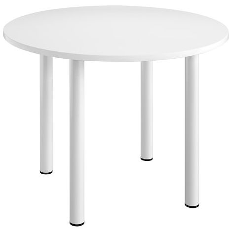 Table ronde 100 cm plateau blanc piètement métal blanc Essens - Maxiburo