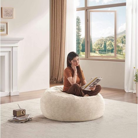 fauteuil salon pouf relax pliable 3FT sponge apricot OKMYHOME (1/4)