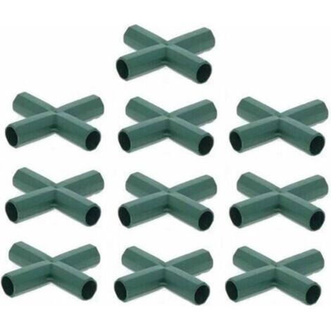 Lot de 10 Connecteurs De Cadre De Serre pour cadre de jardin, cages Ă fruits, clĂ´tures, cadre de serre, connecteurs (16mm,Plat / 4 trous) (1/4)