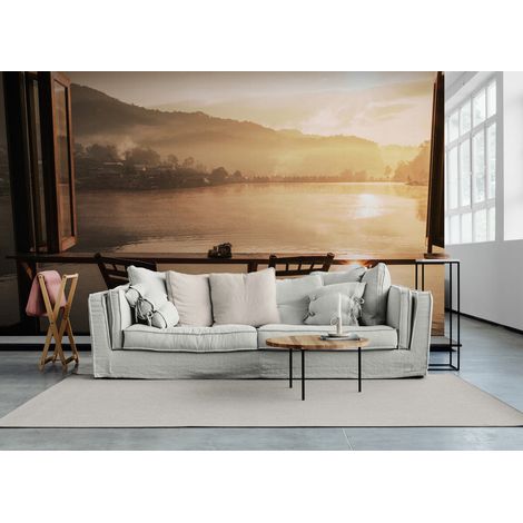 Papier Peint Paysage - Vue au Bord du Lac au Coucher de Soleil - 150 x 250 cm (1/2)