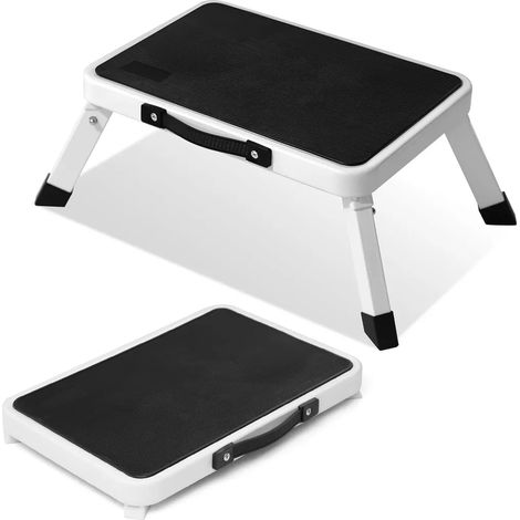 Tabouret pliant, marchepied, tabouret pliable, antidérapant, hauteur réglable de 18 à 25 cm, capacité de charge 150 kg, pour la cuisine, la maison et la caravane (1/5)
