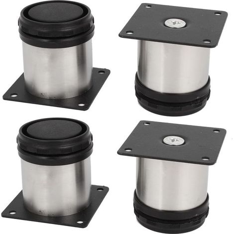 Lot de 4 pieds de meuble de cuisine en acier inoxydable - réglables - ronds - 50 x 50 mm (1/5)