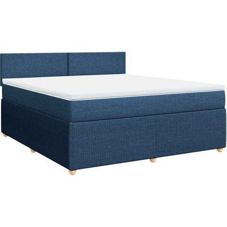 Maison Exclusive - Sommier à lattes de lit avec matelas Bleu 180x200 cm Tissu (1/5)
