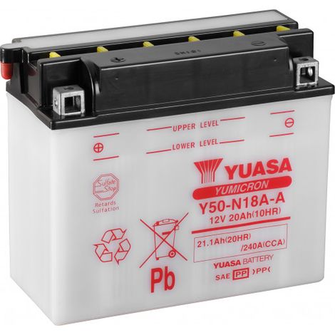Batterie moto YUASA Y50-N18A-A 12V 21.1AH 240A