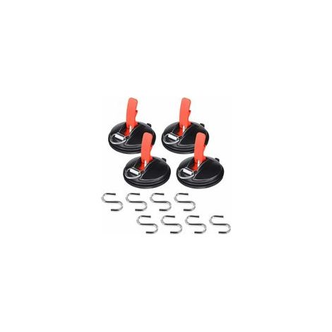 Lot de 4 crochets à ventouse + 8 crochets en S, pour maison, atelier, camping, stores, cordes à linge – (1/4)
