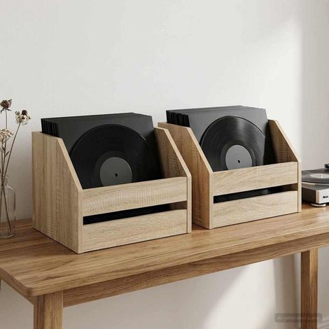 vidaXL Boîte d'albums vinyles 2 pc Chêne Sonoma 38 x 30 x 29 cm (1/5)