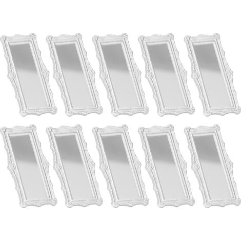 Ensemble de 10 miroirs miniatures pour maison de poupée avec cadres européens, accessoires de mobilier miniatures pour maisons de poupée aux échelles 1:12 et 1:6, de couleur argentée. (1/5)