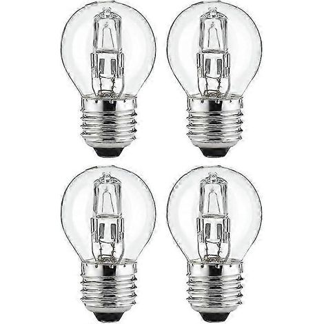4 ampoules halogènes transparentes 28 W/40 W, forme balle de golf, culot E27, blanc chaud, dimmables (1/5)