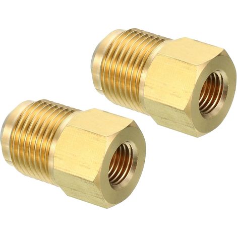 Connecteur Évasé Femelle 1/4" UNC x 1/2" UNC Mâle, 2 Pièces SAE 45 Degrés Adaptateur en Laiton Évasé Raccord de Tuyau Évasé pour Conduite de Gaz d'Air Réfrigération CVC (1/5)
