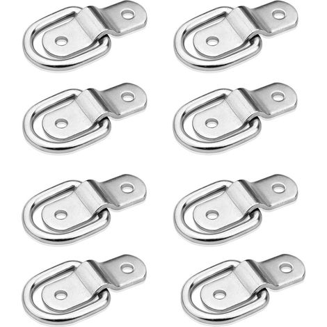 8 Pezzi Ganci di Ancoraggio Robusti, Anello a D Argentato per Carichi su Rimorchi, Camion, Camper, Furgoni, ATV, SUV, Barche, ecc. (1/4)