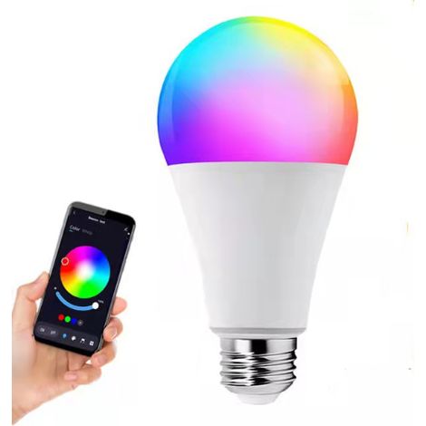 Ampoule LED E27 RGB+CCT à intensité variable, contrôle par application Bluetooth, lumière d'ambiance LED à changement de couleur pour la décoration de chambre et les fêtes (100 (1/5)