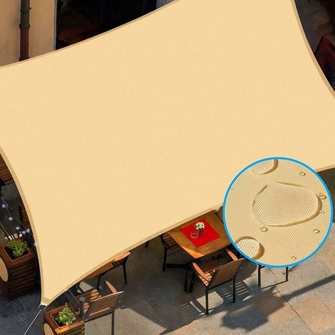 MINKUROW Tenda A Vela Con Corda, Tettoia Per Esterno, Giardino, Patio, Patio, Protezione Impermeabile E Uv- Rettangolare 2x3 M, Sabbia (1/4)