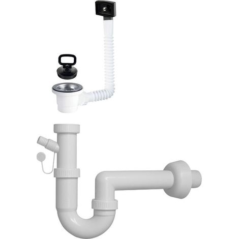 Sifone lavello a 1 via attacco 1"1/4 con piletta da 2" e scarico lavastoviglie - SIFONE1V114