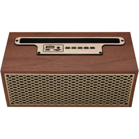 Vintage-Bluetooth-Lautsprecher in Holzoptik mit FM/AM-Empfang und kabellosem Subwoofer (1/5)