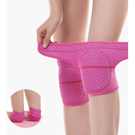 Genouillères de Protection Réglables avec Compression pour Danse, Ménage et Travail - Rouge Rose Taille M (1/5)