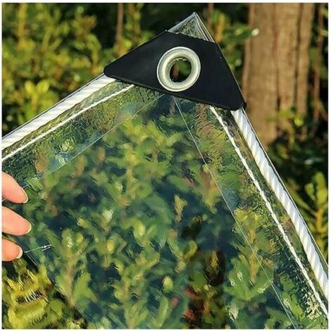 Transparente Avec Œillets Couverture De Feuille De Toit De Terrasse De Pergola en PVC Durable 360g/m² Bâche Industrielle Bâche Bâche Transparente en Plastique Imperméable 0.35mm 2x2m-INHHUB (1/4)