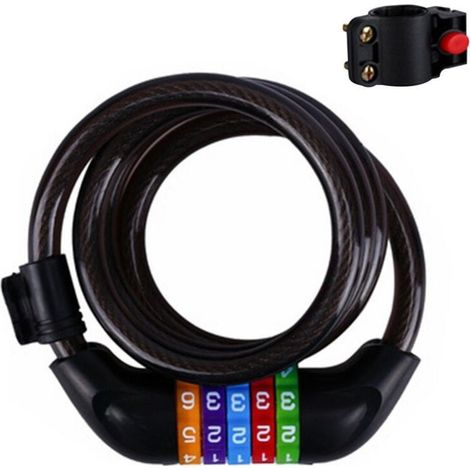 Antivol de vélo noir à câble, cadenas à combinaison