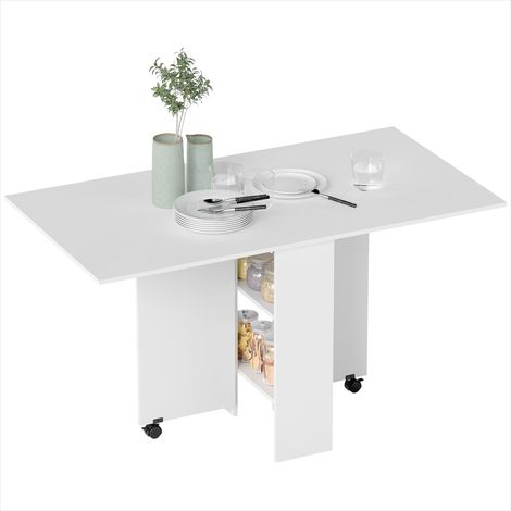 SunJet Table de salle à manger, table de repas, pliante en bois blanc - Réf. W1SG4FNWUZHO (1/5)