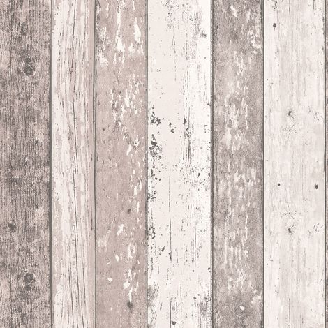 BRICOFLOR Papier peint imitation bois | Papier peint planche de bois beige & blanc | Papier peint Shabby Chic bois usé pour cuisine chambre salon - 10,05 x 0,53 m (1/5)