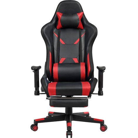 Sedia da gaming con schienale reclinabile e poggiapiedi retrattile 70 x 74 x 126-136 cm design moderno in similpelle rossa 200011194