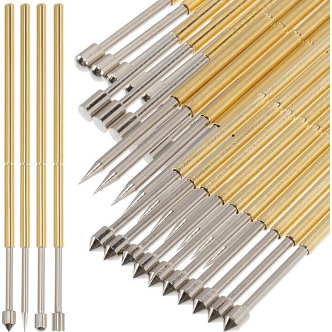 Sonde de Test à Ressort Pl75, 40 Pièces, Cuivre Plaqué Or Pointes Rondes et Plates, pour Carte Pcb, Acier Inoxydable, Remplacement Facile des Sondes Usées (1/5)