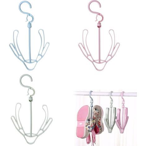 Lot de 3 Organiseur Penderie, Supports de Chaussures Rotatifs Rangement Chaussures sur la Porte,  Cintre Robuste (1/5)