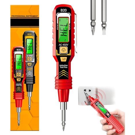 Détecteurde tension sans contact AC 11-450V,testeur de tension sans contact avec écran LCD,détecteur de tension avec lampe de poche,outil de haute précision pour la détection de circuit AC/DC (1/5)