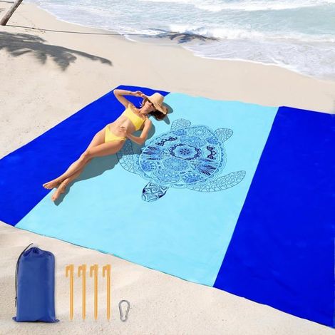 Tapis de plage/couverture de pique-nique extra large (210 x 200 cm), résistant au sable et imperméable. (1/5)