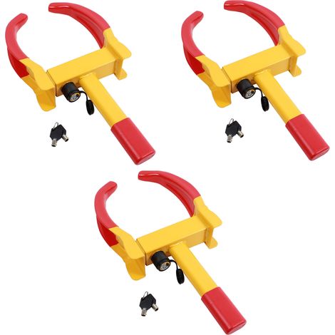 3er Set Radkralle Parkkralle mit Sicherheitsschloss, Reifenbreite 17-27,5 cm, mit je 2 Schlüsseln (1/5)