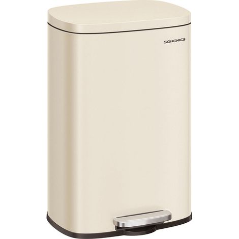 Pattumiera da cucina a pedale da 50 litri con secchio interno in plastica coperchio con chiusura ammortizzata antiodore beige 120007189