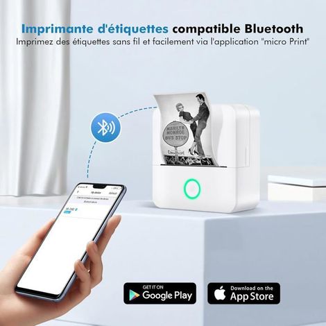 Imprimante étiquettes Bluetooth - monochrome 5 rouleaux autocollants (1/4)