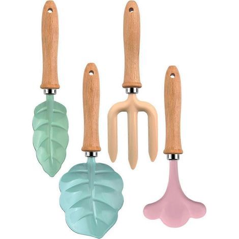 Ensemble d'outils de jardin en métal pour enfants. jouet de sable. pelles de plage avec manche en bois robuste. (1/5)