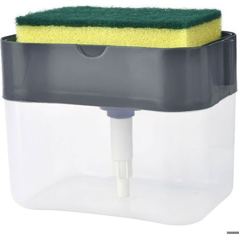 Distributeur de savon à pompe avec éponge, presse manuelle pour nettoyer le liquide, récipient, presse manuelle, stockage du savon (1/5)