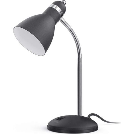 Lampe de bureau en métal, lampe de table pour le soin des yeux, lampes d'étude avec col de cygne flexible pour chambre à coucher, bureau à domicile (noir mat)
