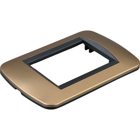Placca Plastica Ovale MBL 3 Moduli/Posti Compatibile Bticino Living 17 Colori Disponibili (Oro)