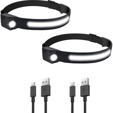 LED Lampe Frontale USB Rechargeable 1200mAh Etanches COB XPE Lampe Torche Frontale 5 Modèles avec Course à Pied, Camping, Casque de Cyclisme, Poisson, Réparation, Photographier, Enfant Lecture (1/5)