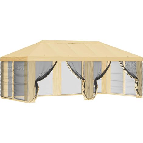 Gazebo Cover with Sidewalls Cream 600.5 x 300.5 cm Polyester vidaXL (1/5)