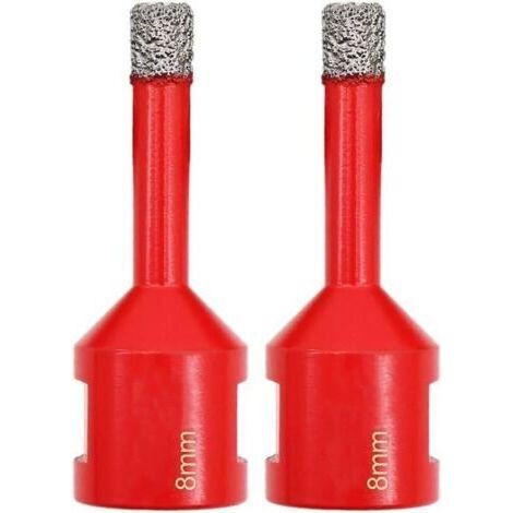 Forets Diamant 2 Pièces 8mm Trépans de Forage avec Filetage M14 pour Perçage à sec en Porcelaine Carrelage Granit Marbre