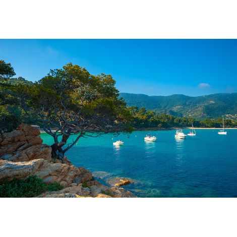 Tableau sur toile crique du Lavandou 45x65 cm - Impression sur Toile Murale Décorative - Image imprimée en HD sur Toile - Toile sur Châssis en Bois FSC - Fabriqué en France (1/4)