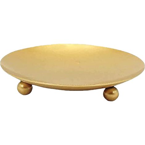 Candle Holder - Metal Pillar Candle Plate - For LED or Wax Candles - Table Centerpiece - 1 Piece (1/5)