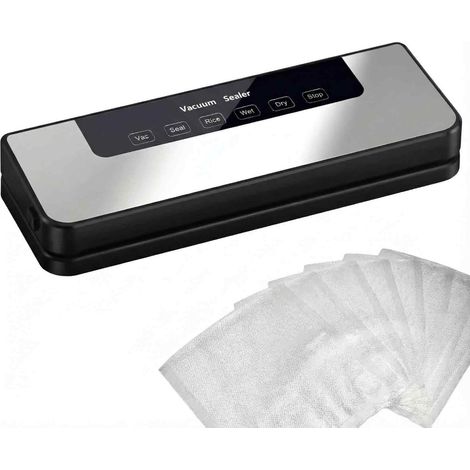 Machine à emballer sous vide, 6 en 1, avec affichage numérique LED, compte à rebours, programme de soudage, mode de scellage, riz, humide, sec pour tout type d'aliment,contient 10 sachets (1/5)