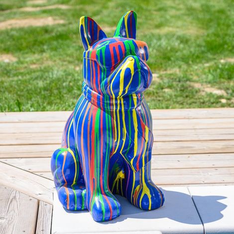 Wanda Collection – Statue bulldog en béton fibré 61 cm – Avec lunettes de soleil – Décoration moderne pour jardin – Résistante aux intempéries (1/5)