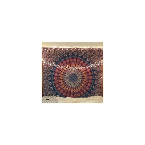 Tapisserie Murale Bohème Psychédélique, Paon Indien, Idéale pour Chambre, Salon ou Studio (150x200cm) (1/5)