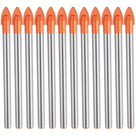 Lot de 10 forets pour carrelage et verre – 6 mm – Pointe carbure de tungstène – Alliage d'acier (1/4)
