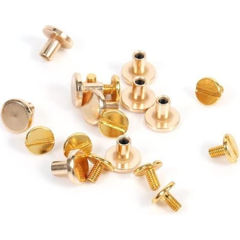 Boutons en Laiton Massif Vis à Clous Rivets à Clapet à Visser Rivets en Cuir pour Clous de Courroie 5mm 6.5mm 8mm (8mm) (1/4)